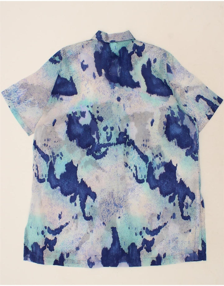 VINTAGE Womens Oversized Longline Shirt Blouse UK 14 Medium Blue Tie Dye Vintage Vintage and Second-Hand Vintage from Messina Hembry 