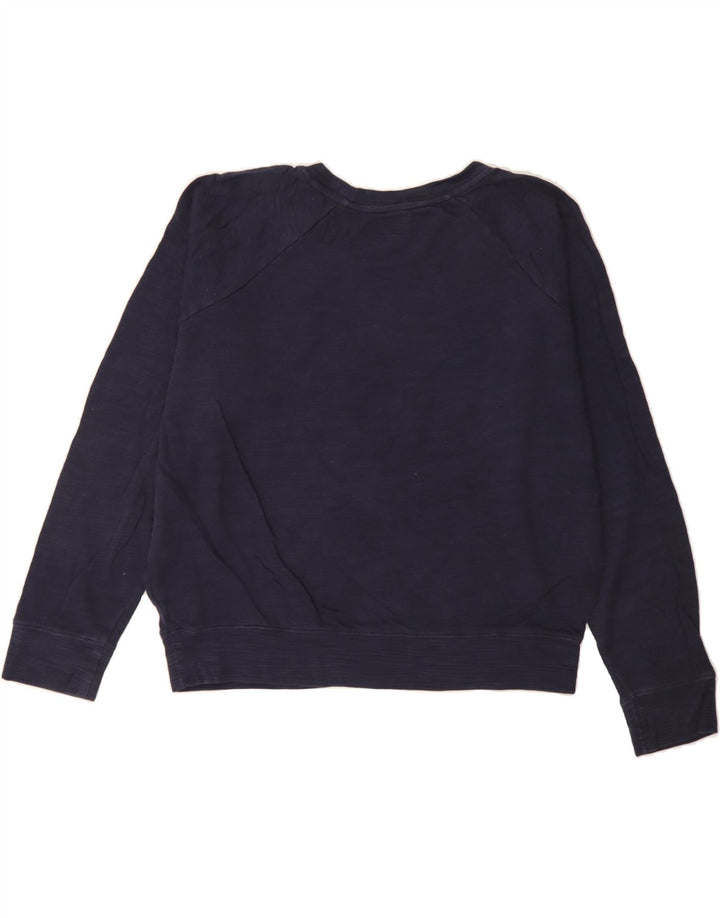 J. CREW Womens Oversized Sweatshirt Jumper UK 14 Medium Navy Blue Cotton Vintage J. Crew and Second-Hand J. Crew from Messina Hembry 
