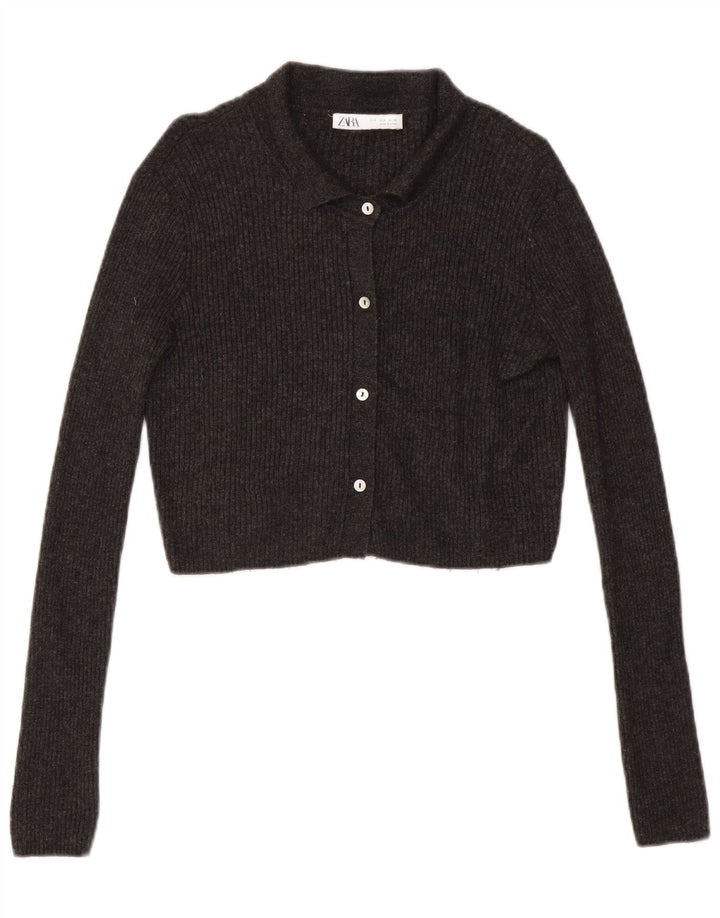 Zara ženski kratki kardigan pulover UK 10 Small Gray