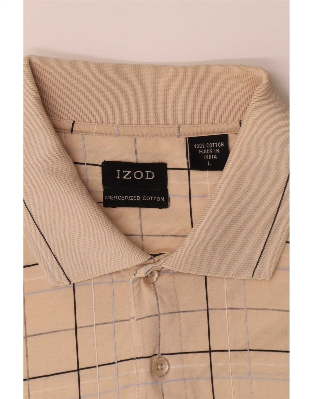 Izod muška polo majica veliki bež karirani pamuk