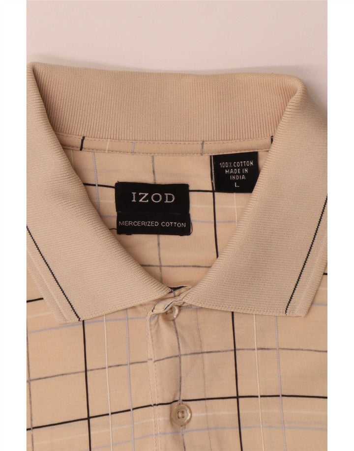 Izod muška polo majica veliki bež karirani pamuk
