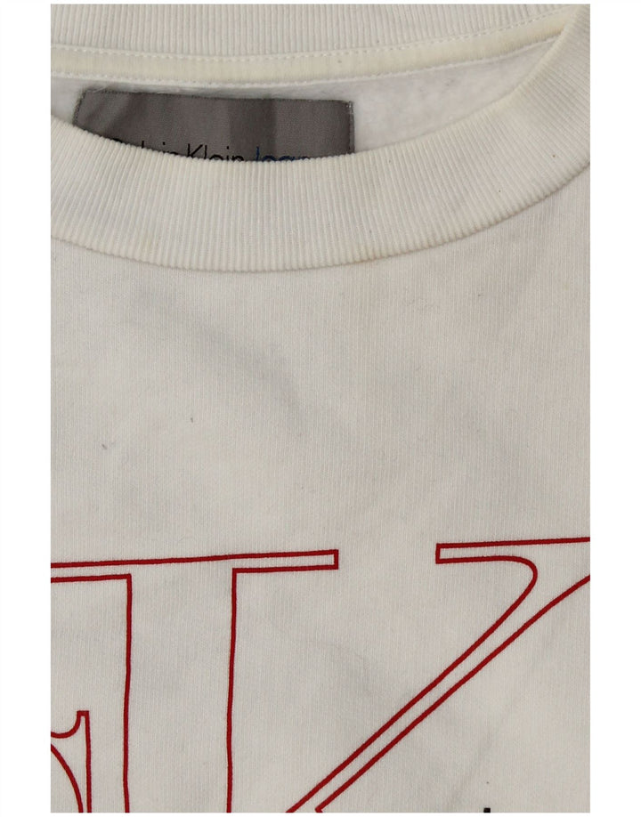 CALVIN KLEIN JEANS Ženski kratki džemper s grafičkim motivima UK 6 XS bijeli