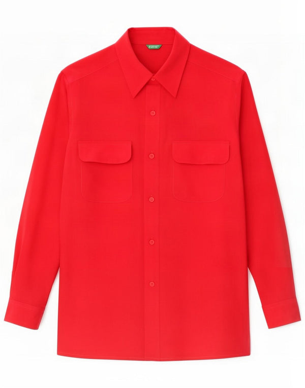 Benetton ženska prevelika košulja bluza UK 10 Small Red Silk