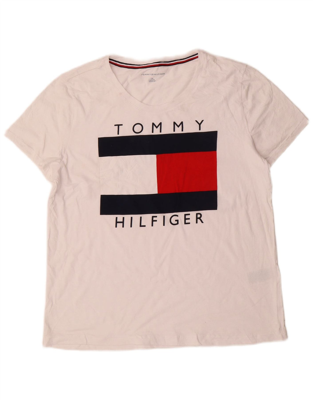 TOMMY HILFIGER Ženska majica kratkih rukava s grafičkim motivima UK 16 Veliki bijeli pamuk