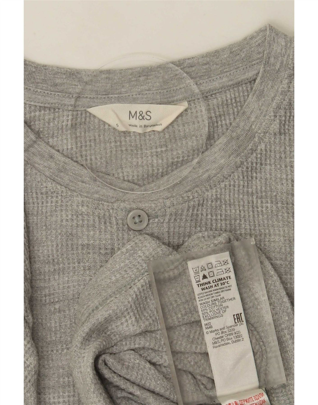 Marks & Spencer muška majica dugih rukava, mali sivi pamuk