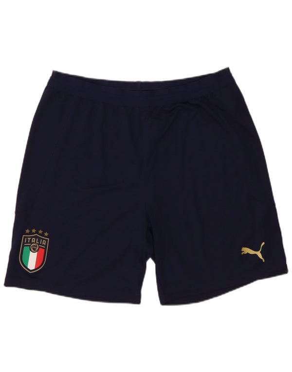 Puma Mens Italia Graphic Sport Shorts Large Navy Blue Poliester