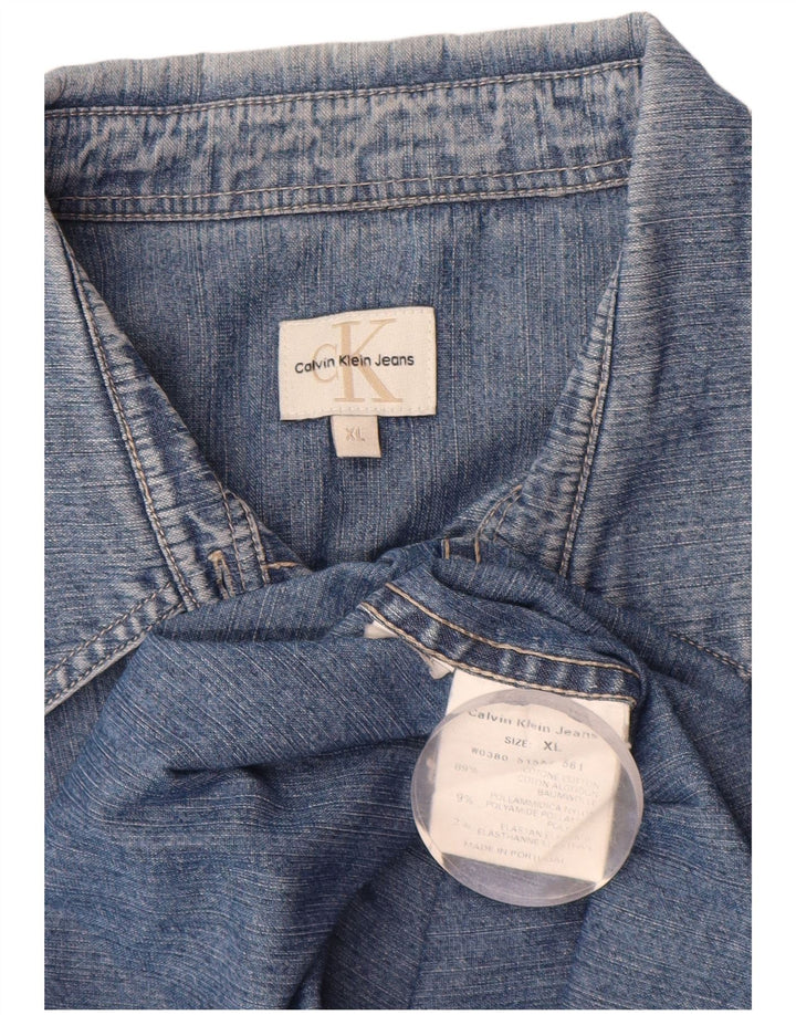 CALVIN KLEIN JEANS Ženska traper košulja kratkih rukava UK 18 XL plavi pamuk