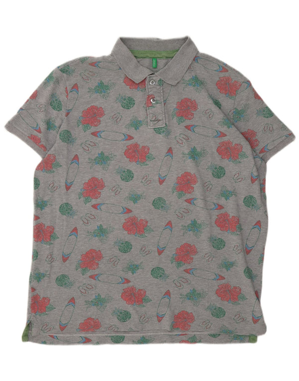 Benetton muška polo majica standardnog kroja XL siva cvjetna