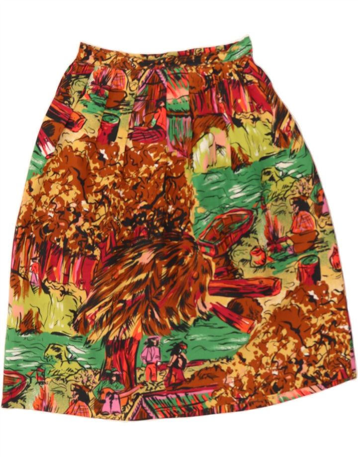VINTAGE Womens Abstract Pattern A-Line Skirt W26 Small Brown Nature Vintage Vintage and Second-Hand Vintage from Messina Hembry 