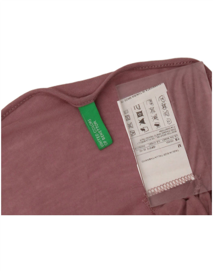 BENETTON Ženska prevelika majica dugih rukava UK 14 Srednje ružičasti modal