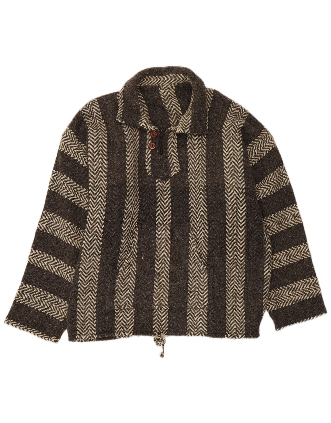 VINTAGE muški pulover s polo izrezom XL sivi Chevron Aztec