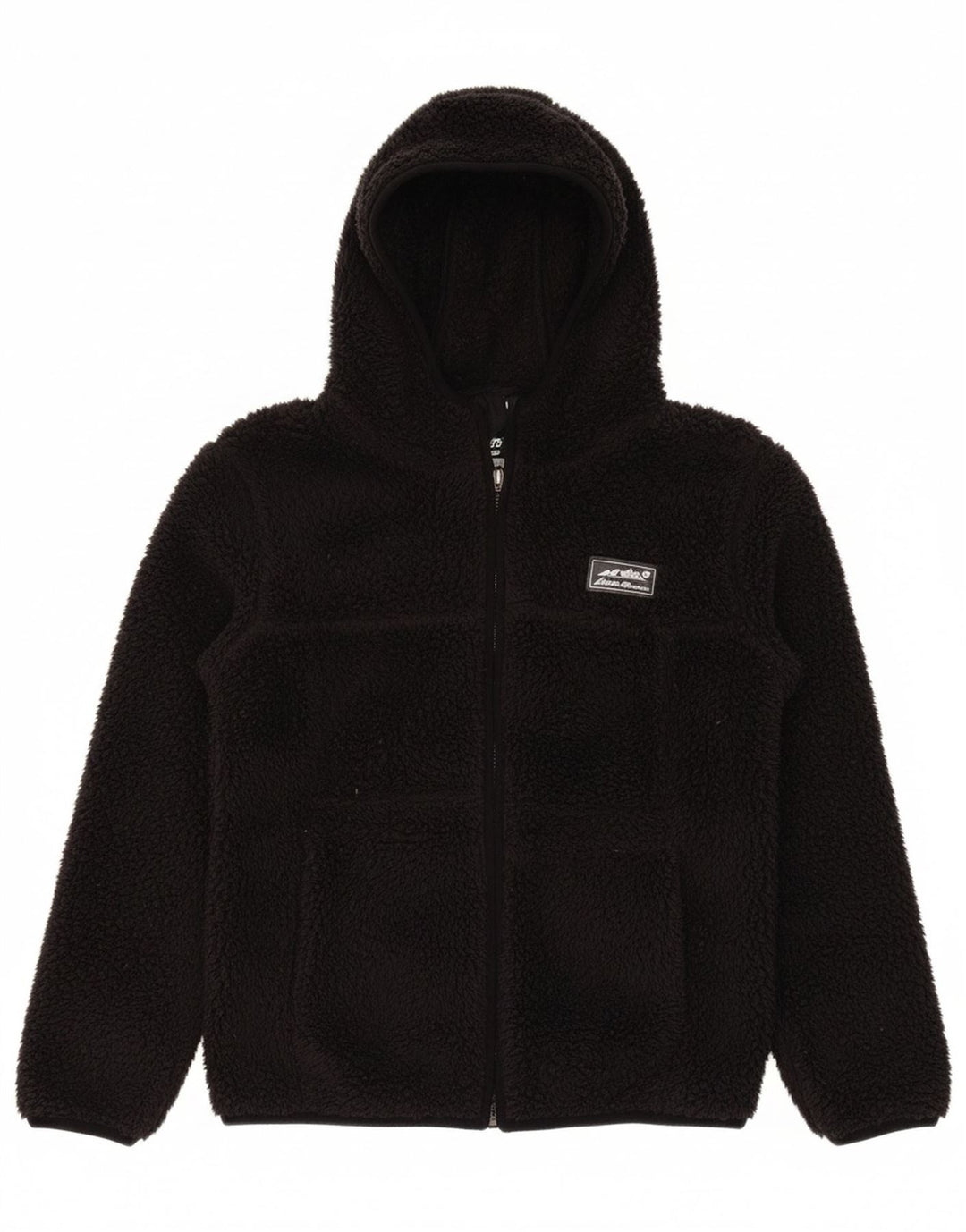 EDDIE BAUER Girls Hooded Fleece Jacket 7-8 Years Small Black Polyester