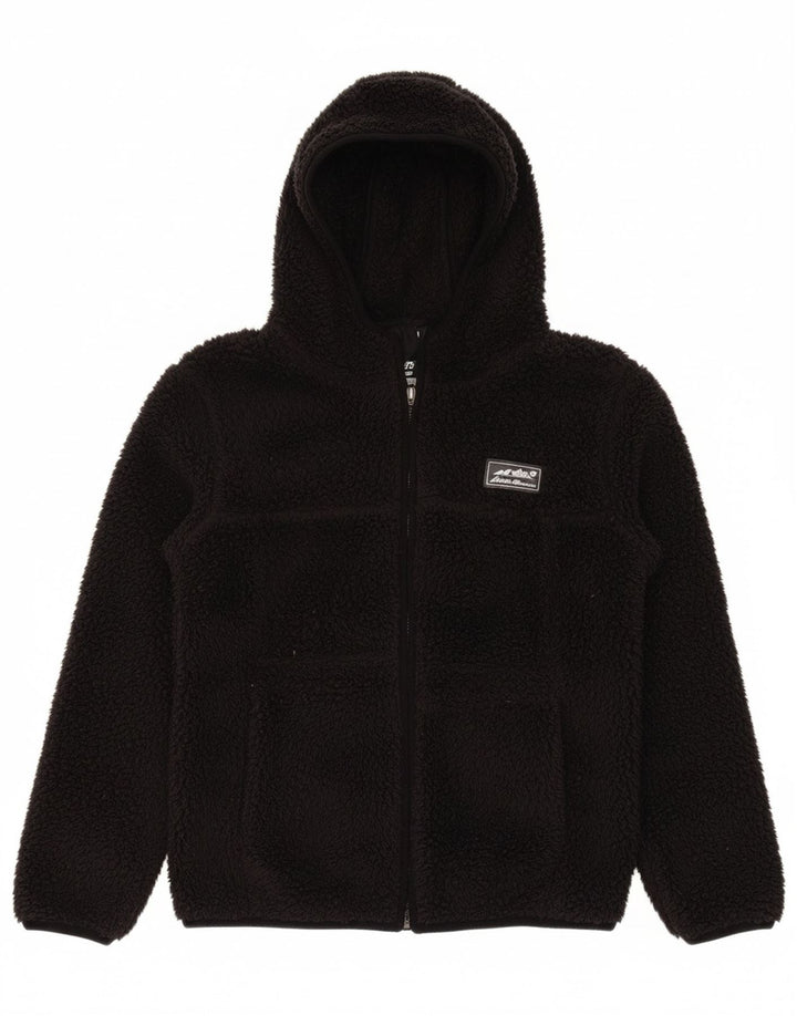 EDDIE BAUER Girls Hooded Fleece Jacket 7-8 Years Small Black Polyester