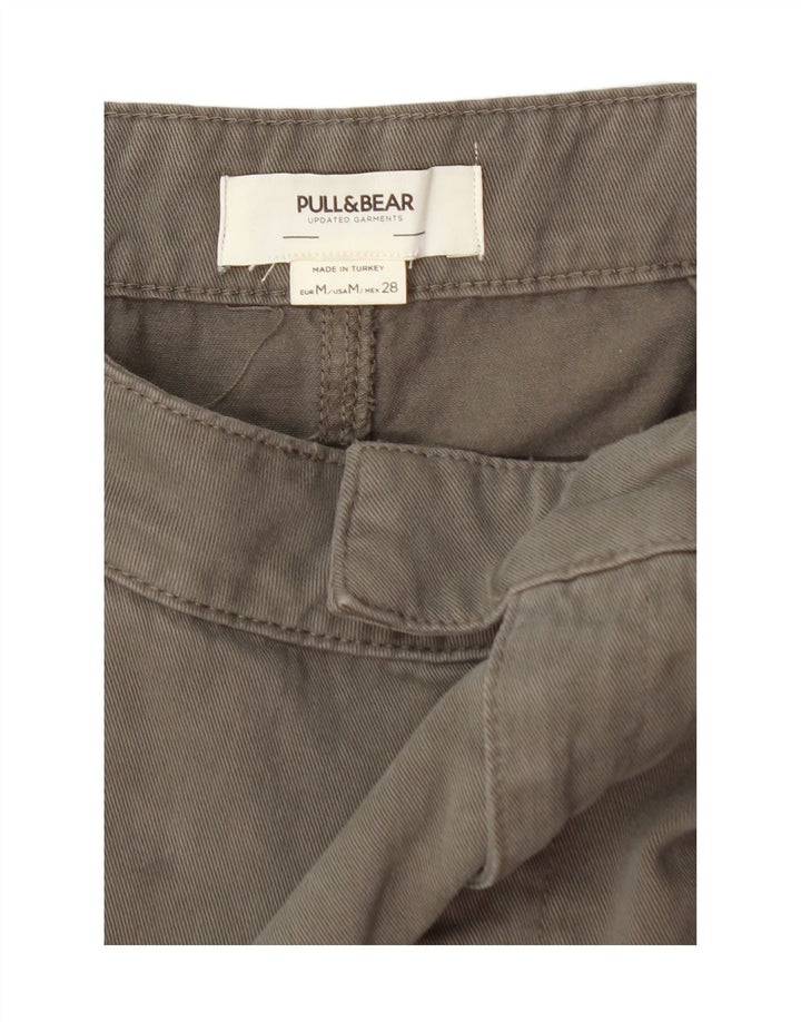 PULL & BEAR Womens Midi Skirt W28 Medium Grey Cotton