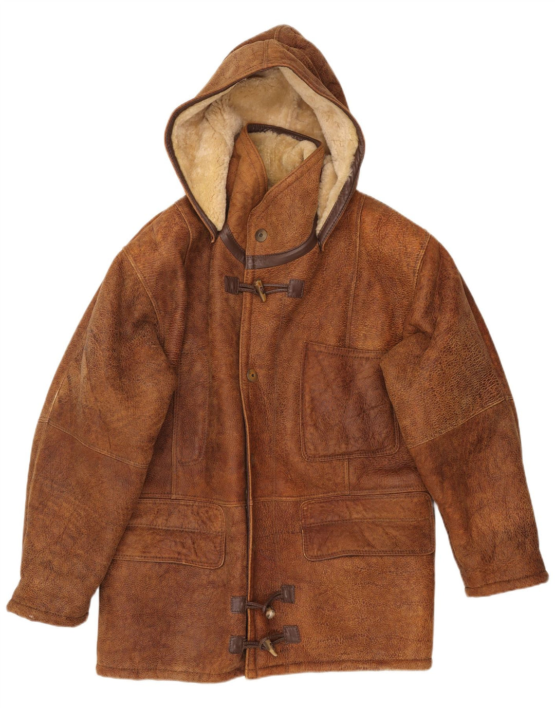 VINTAGE muška jakna od šišmiša s kapuljačom IT 50 Large Brown Shearling