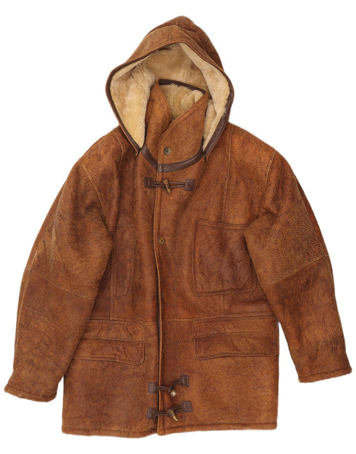 VINTAGE muška jakna od šišmiša s kapuljačom IT 50 Large Brown Shearling