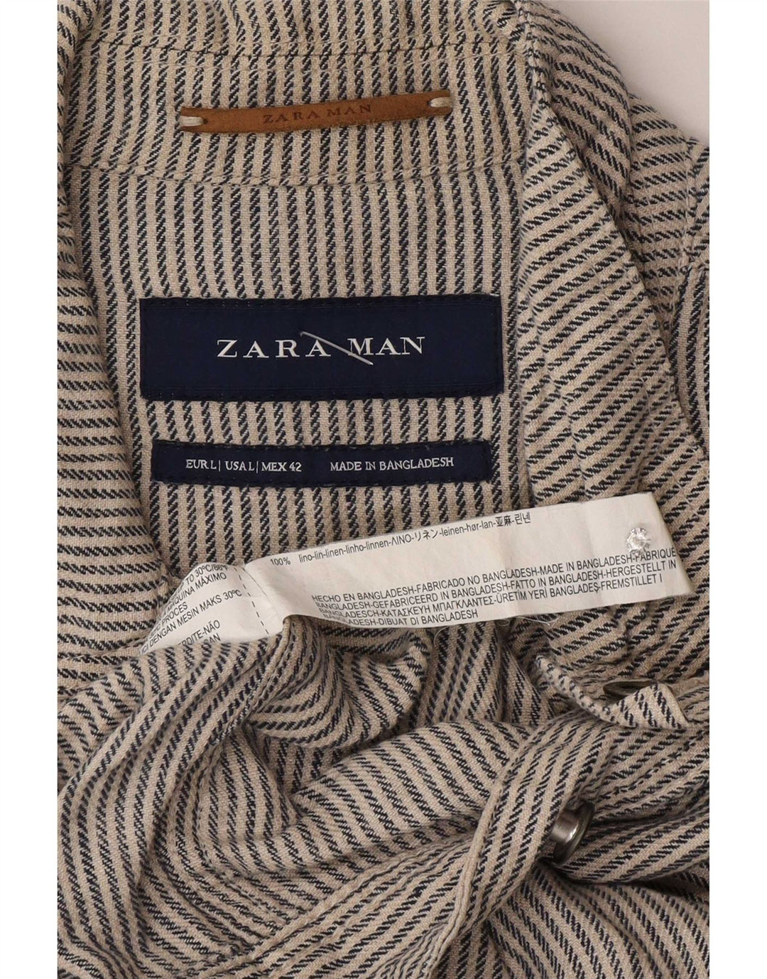 Zara muška bomber jakna UK 40 Large Grey Pinstripe Lan