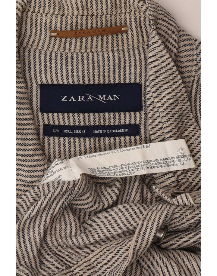 Zara muška bomber jakna UK 40 Large Grey Pinstripe Lan