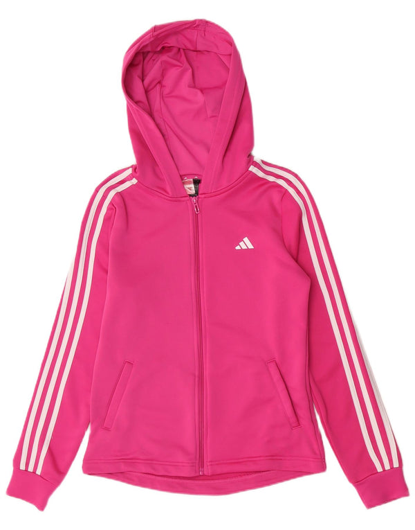 Adidas pulover s kapuljačom s patentnim zatvaračem za djevojčice 14-15 godina, ružičasti poliester
