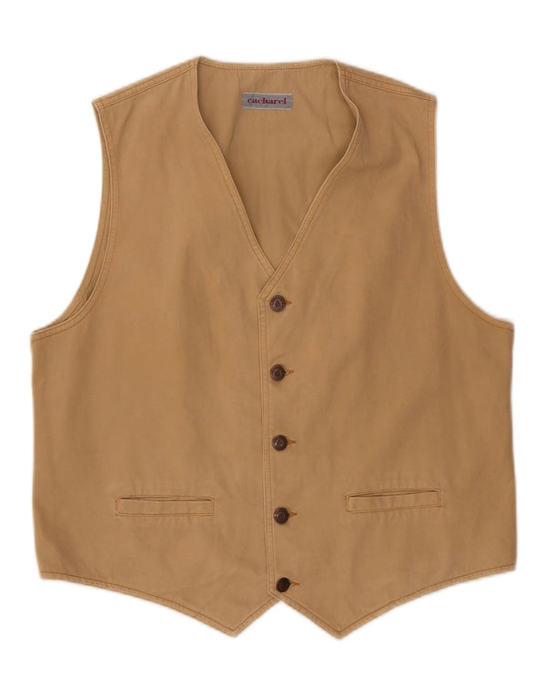 CACHAREL Mens Waistcoat Large Beige Cotton