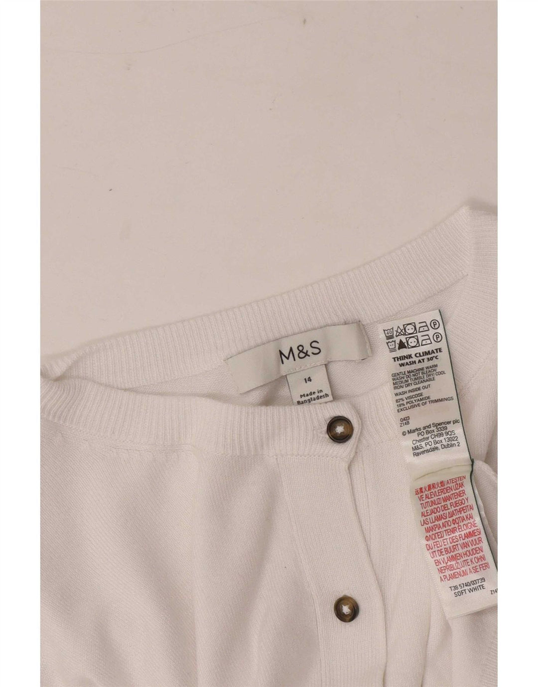 Marks & Spencer ženski kardigan pulover UK 14 srednje bijele viskoze