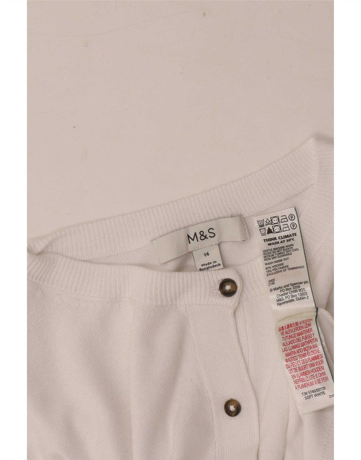 Marks & Spencer ženski kardigan pulover UK 14 srednje bijele viskoze