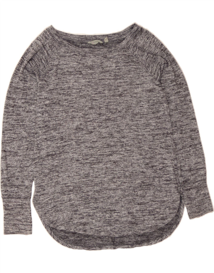 ATHLETA Womens Boat Neck Jumper Sweater UK 16 Large Grey Flecked Polyester Vintage Athleta and Second-Hand Athleta from Messina Hembry 