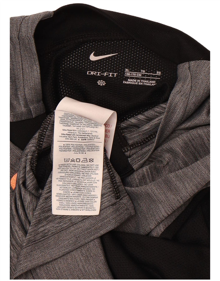NIKE Boys Dri Fit T-Shirt Top 13-14 Years Grey Colourblock Polyester