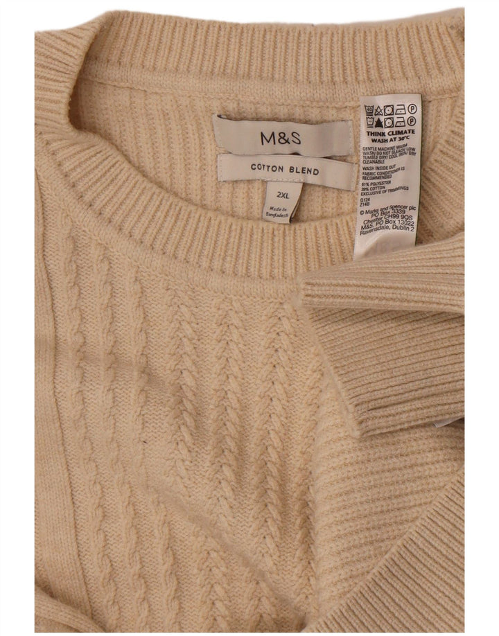 Marks & Spencer muški džemper s okruglim izrezom 2XL bež poliester
