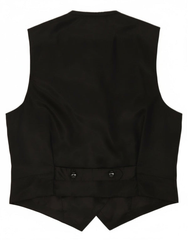 Vintage ženski baršunasti prsluk UK 16 Veliki crni cvjetni