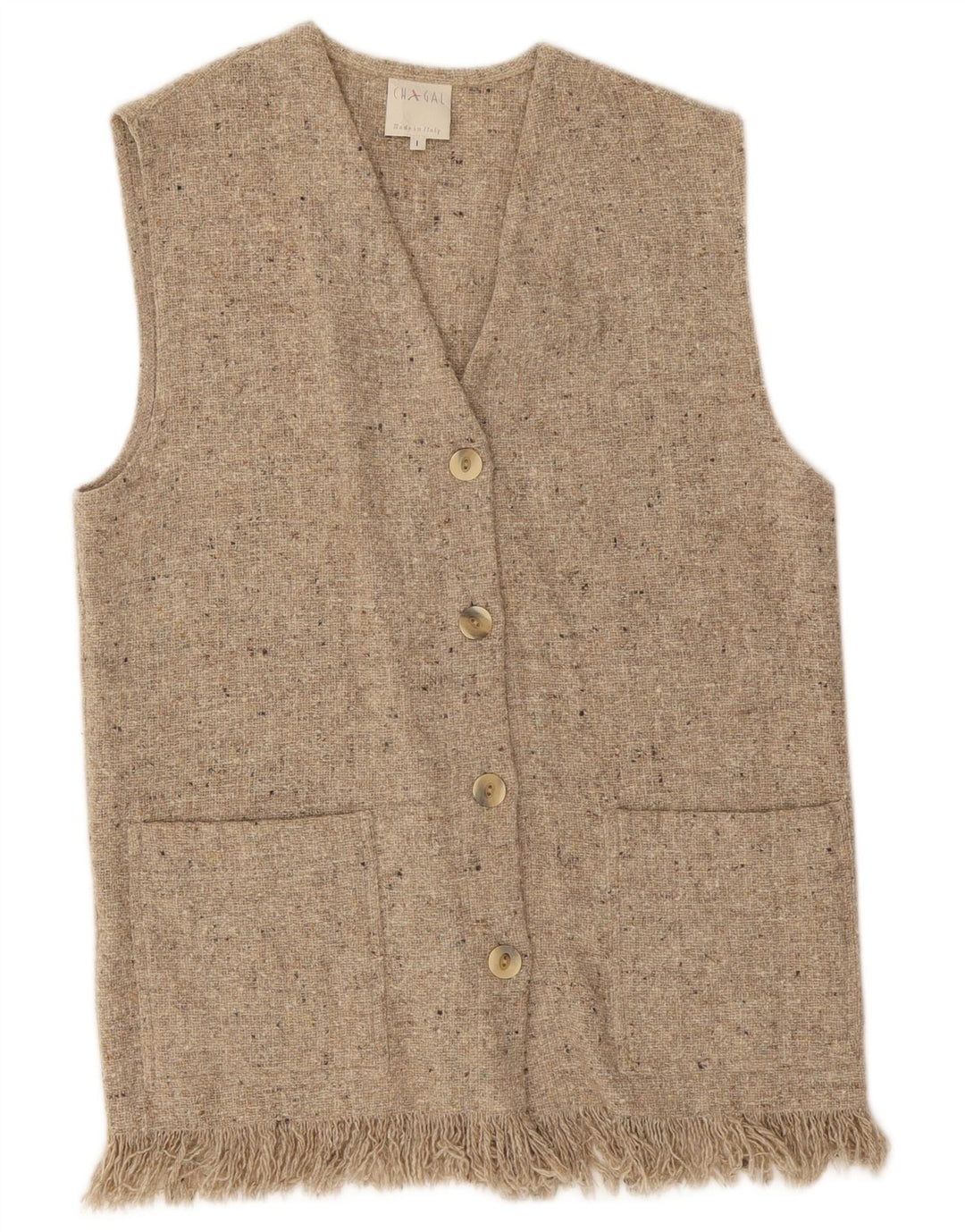 Vintage ženski kardigan džemper bez rukava UK 14 srednje siva vunena vuna