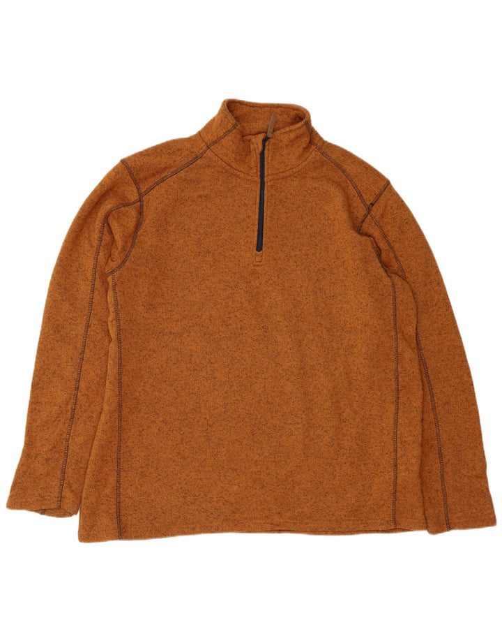 MOUNTAIN WAREHOUSE Muška majica s izrezom s patentnim zatvaračem 2XL Smeđa s pjegama