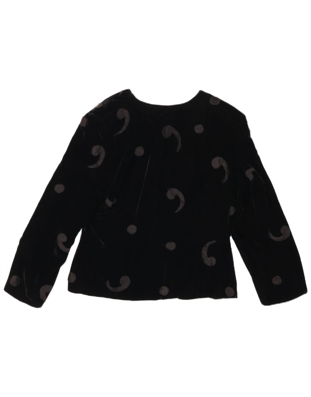 VINTAGE ženski baršunasti sako sa 5 gumba UK 12 Srednje crni paisley