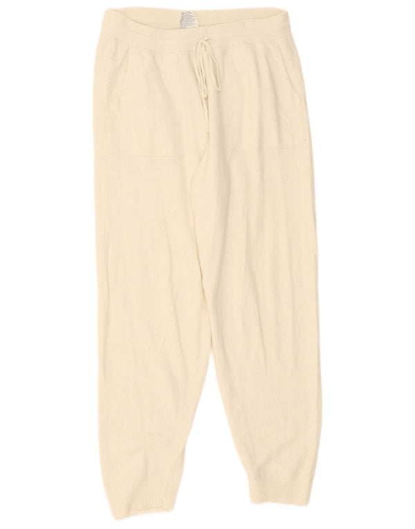 Benetton Womens Tracksuit Trousers Joggers UK 14 Large Off White Polyamide