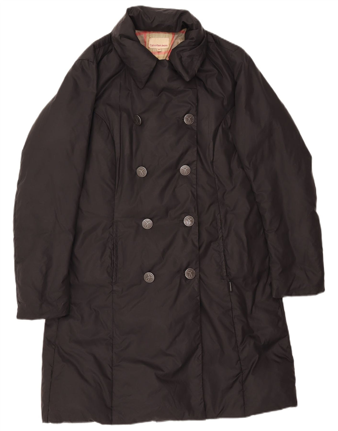 Calvin Klein Jeans ženski podstavljeni kaput s dvostrukim kopčanjem UK 14 srednje crne boje