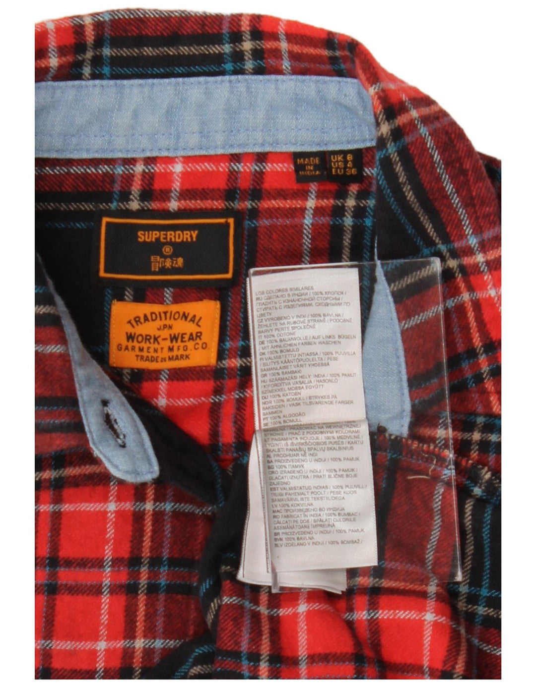SUPERDRY ženska košulja od flanela UK 8 mali crveni karirani pamuk