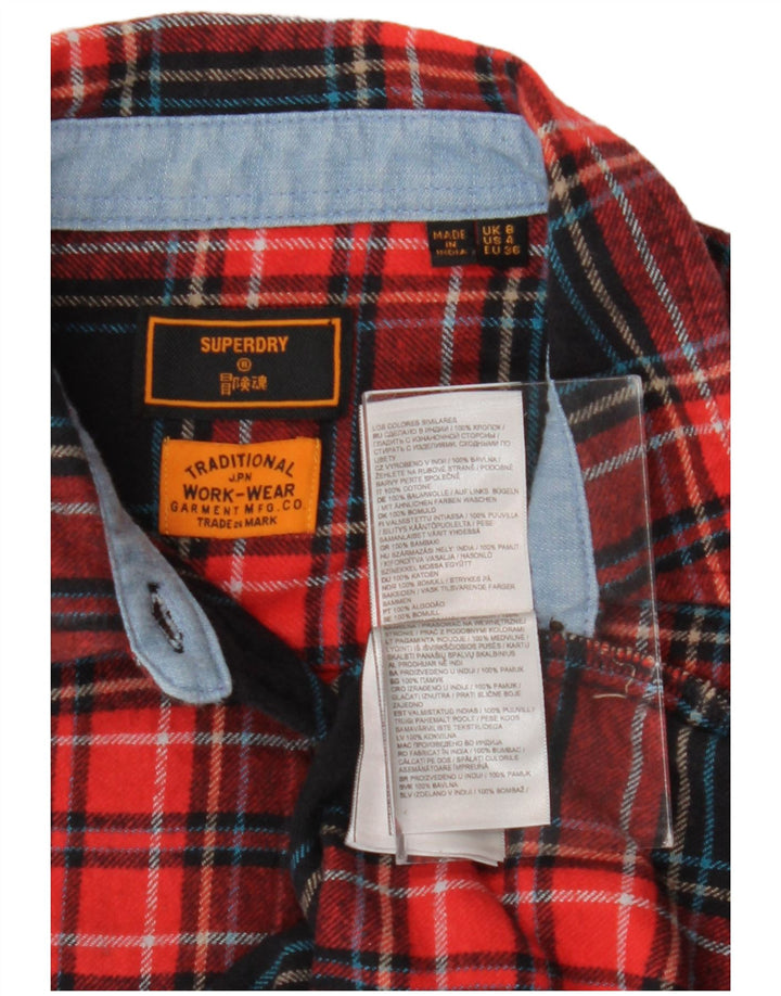 SUPERDRY ženska košulja od flanela UK 8 mali crveni karirani pamuk