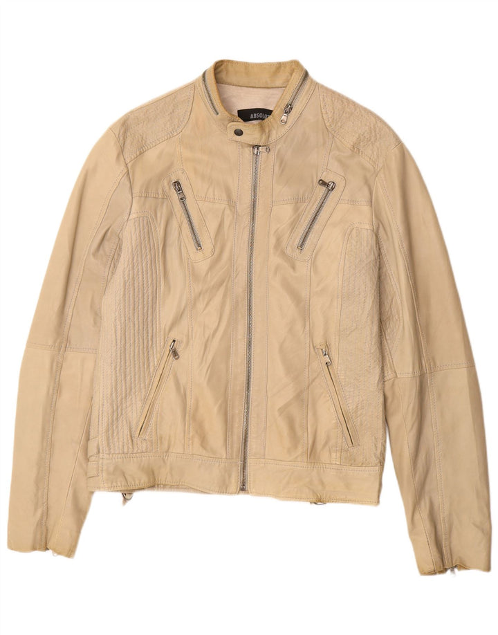 Vintage ženska kožna jakna UK 16 velika bež koža