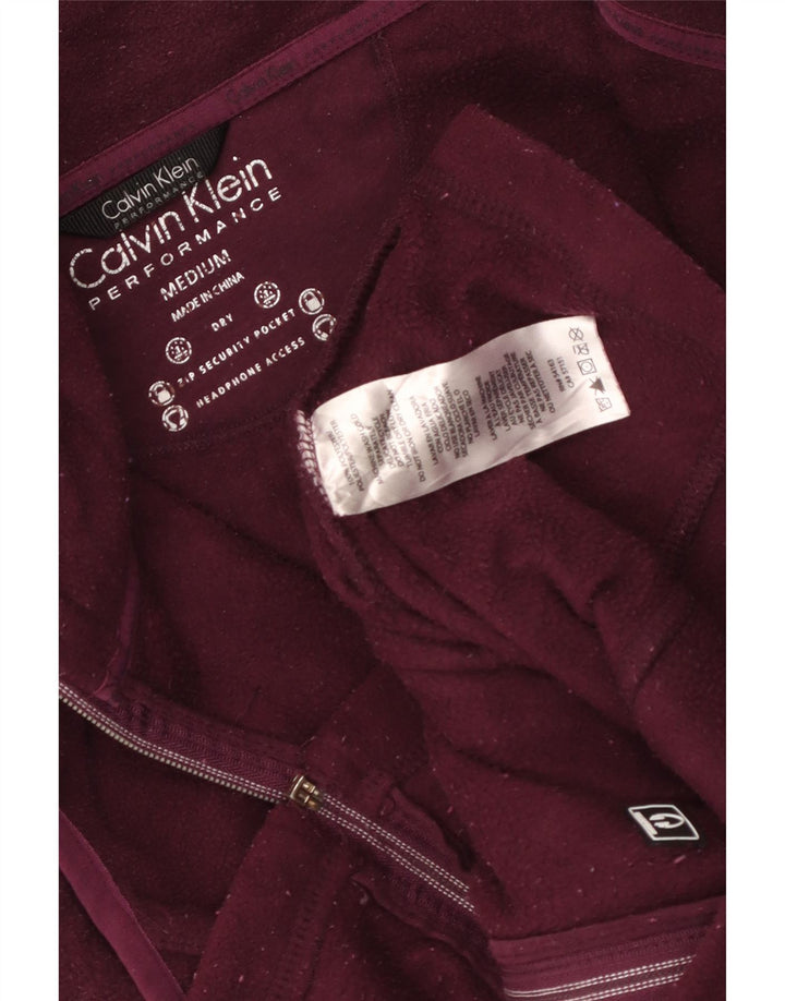 CALVIN KLEIN Ženska jakna od flisa s grafikom UK 12 Medium Burgundy Poliester