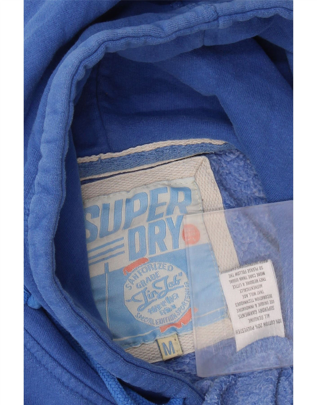 Superdry muška majica s kapuljačom s kapuljačom srednje plavi pamuk