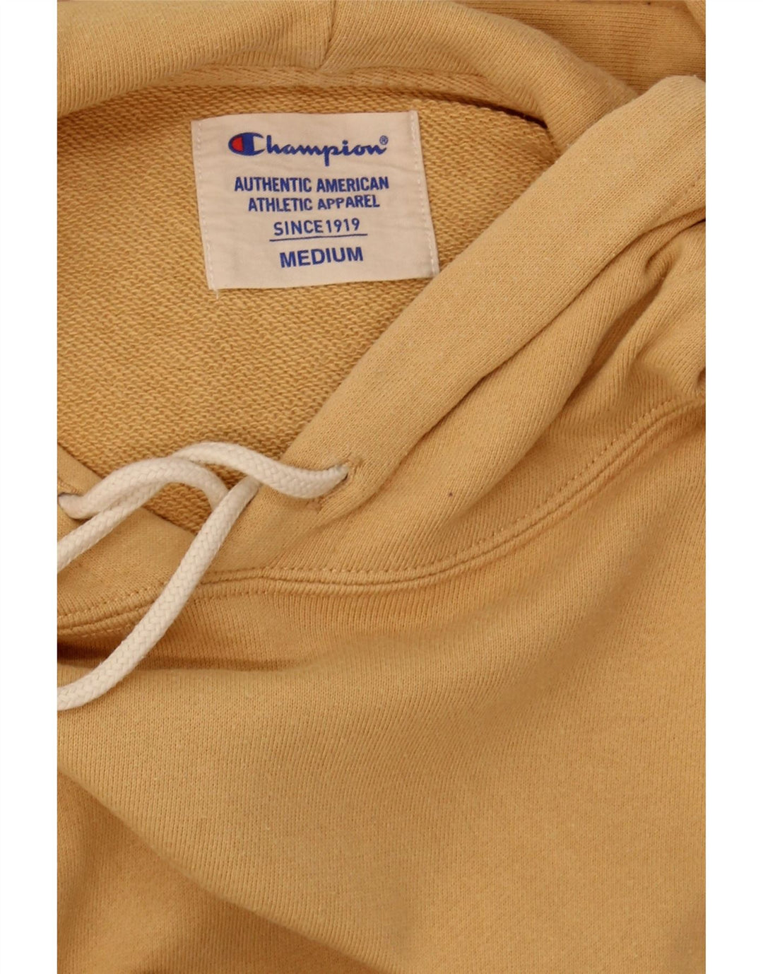 CHAMPION Womens Hoodie Jumper UK 14 Medium Yellow Vintage Champion and Second-Hand Champion from Messina Hembry 