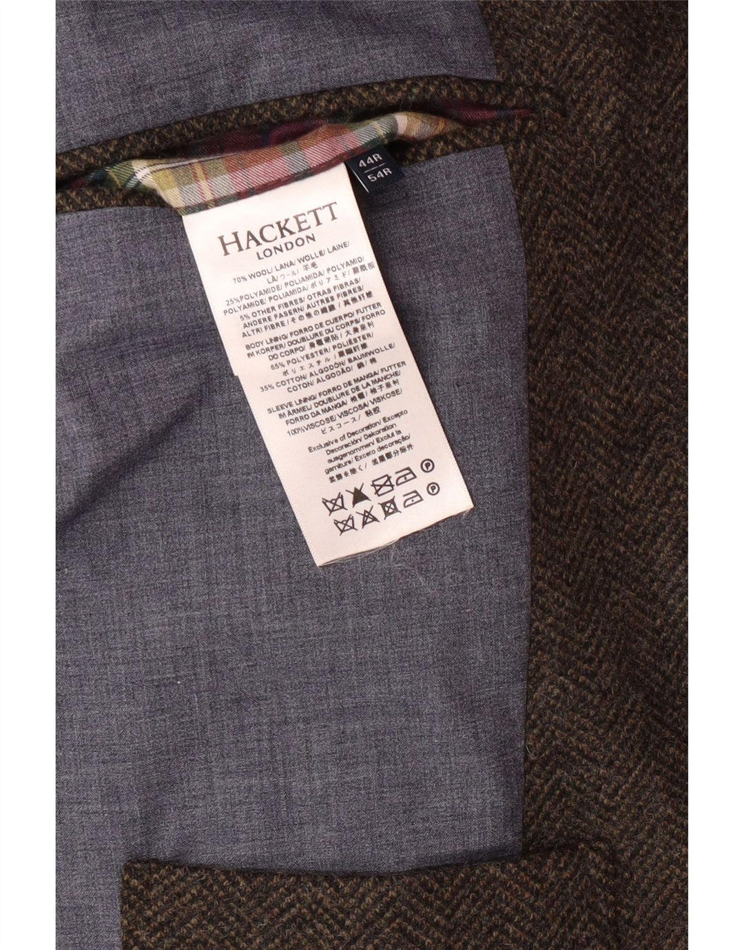 HACKETT Muška jakna sako s 3 gumba UK 44 XL Smeđa vuna riblja kost