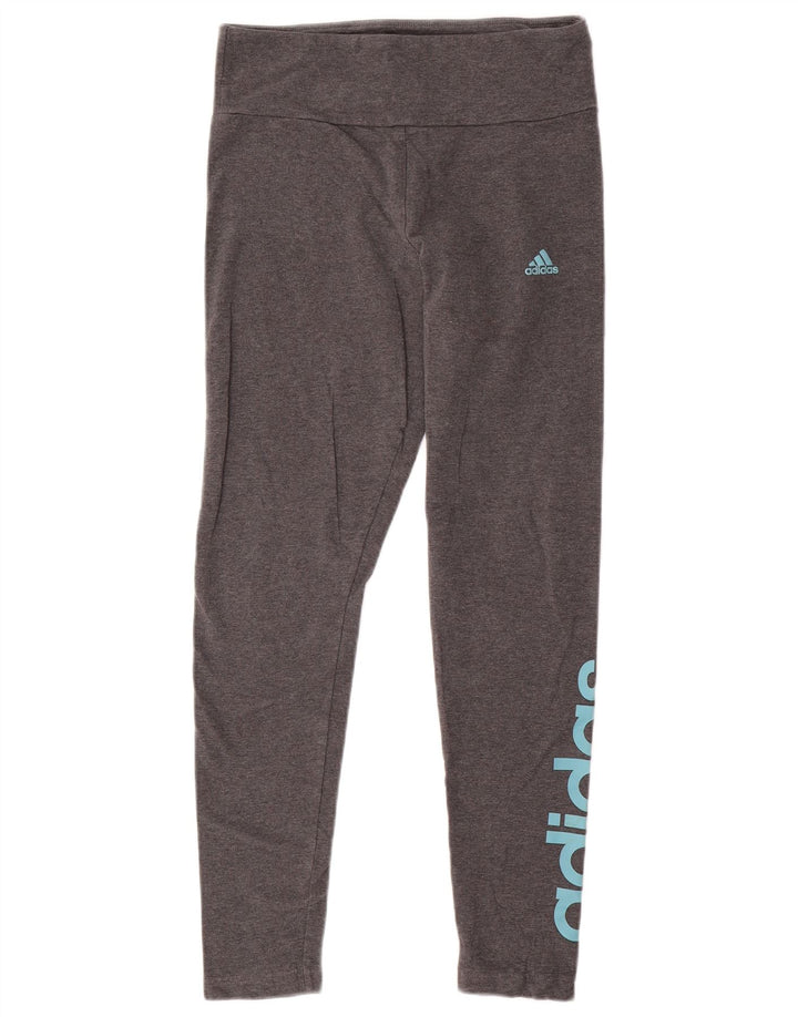 ADIDAS Womens Graphic Leggings UK 12/14 Medium  Grey