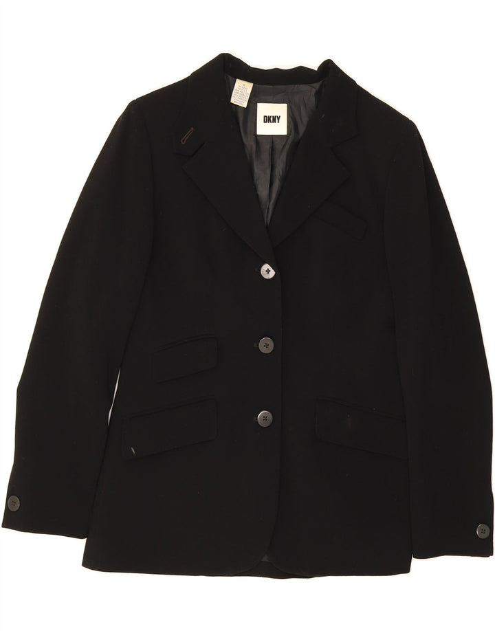 DKNY Womens 3 Button Blazer Jacket US 4 Small Black Wool Vintage Dkny and Second-Hand Dkny from Messina Hembry 