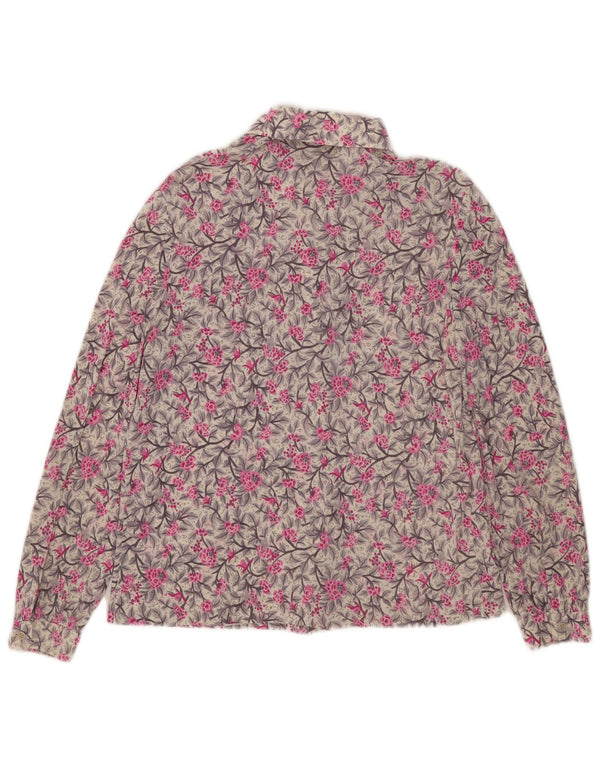 Vintage ženska košulja bluza UK 16 velika siva cvjetna