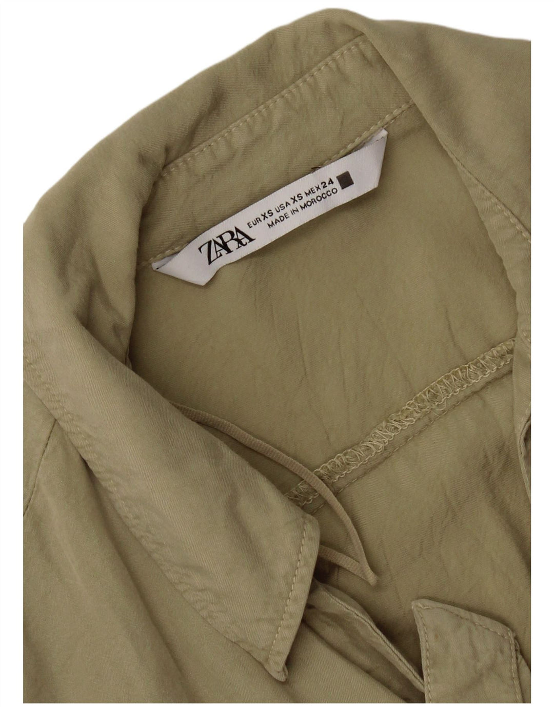 Zara ženska prevelika košulja s kratkom kravatom UK 6 XS kaki