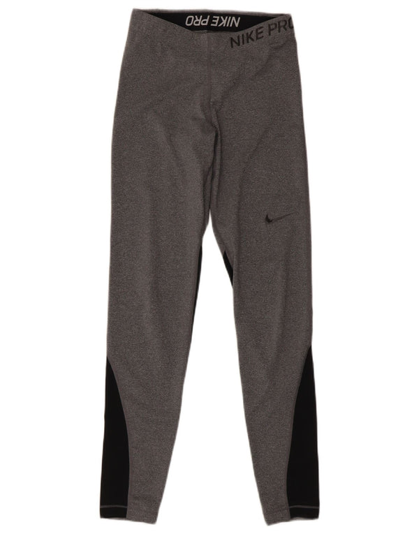 Nike Womens Leggings UK 8 Small Grey Colourblock Sports