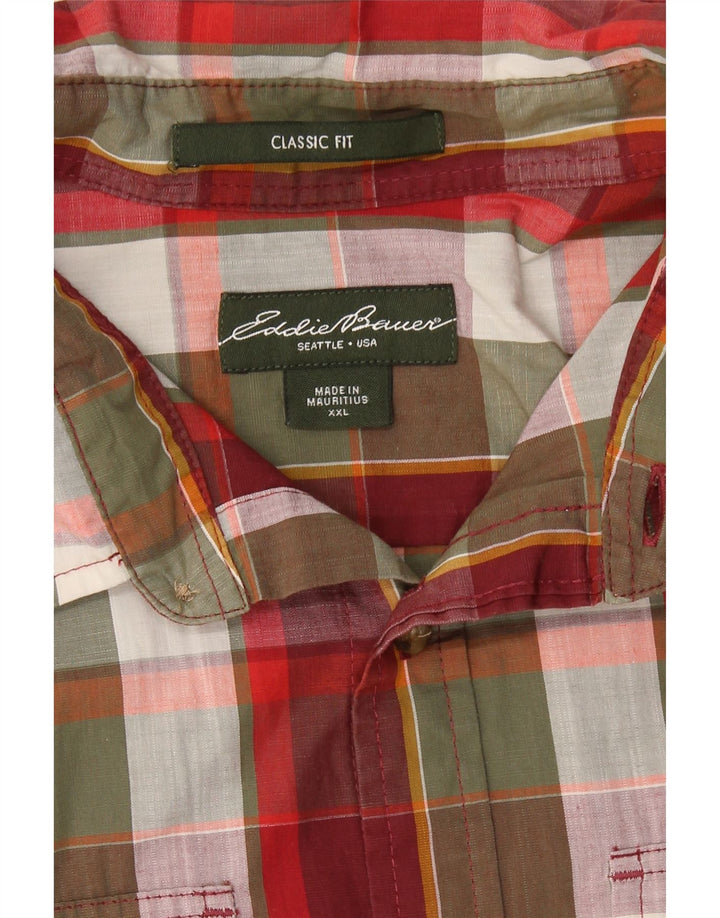 EDDIE BAUER Mens Classic Fit Short Sleeve Shirt 2XL Multicoloured Check Vintage Eddie Bauer and Second-Hand Eddie Bauer from Messina Hembry 