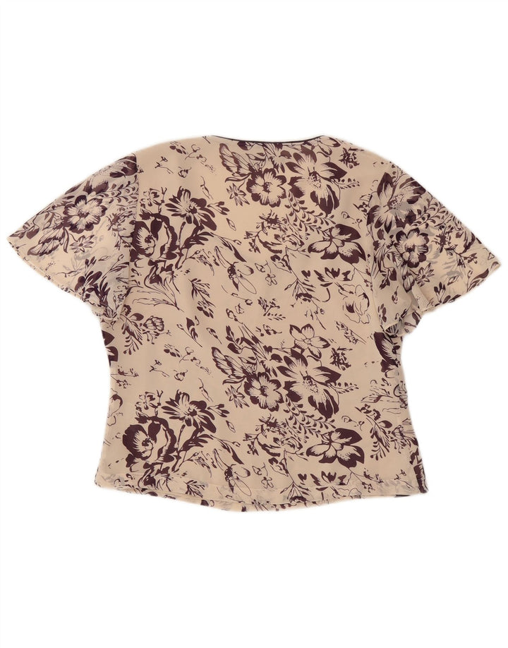 Jacques Vert ženski gornji dio kratke bluze UK 10 mali prljavo bijeli cvjetni poliester