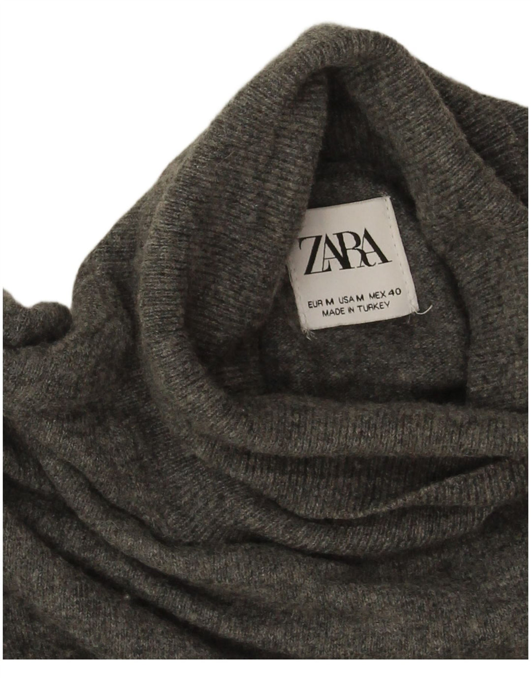 Zara ženski pulover s rol izrezom UK 14 srednje sivi pjegavi poliamid